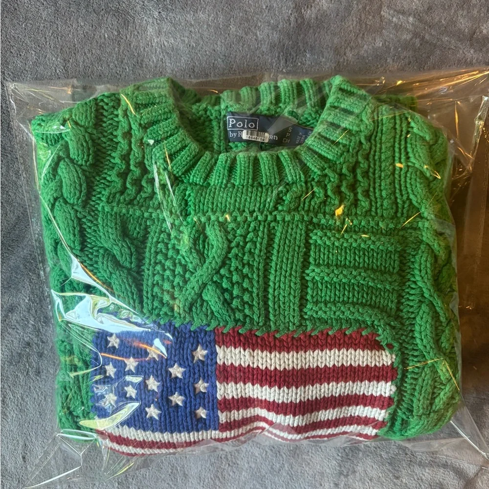 Polo Ralph Lauren Aran Flag Sweater S - Picture 10 of 10